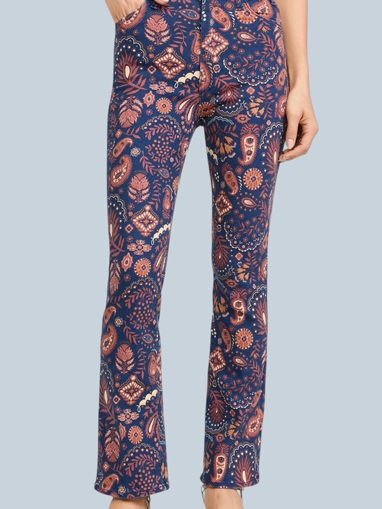 MOTHER Denim - MOTHER Second Chance Hustler Flood Navy Paisley Bootcut Jeans